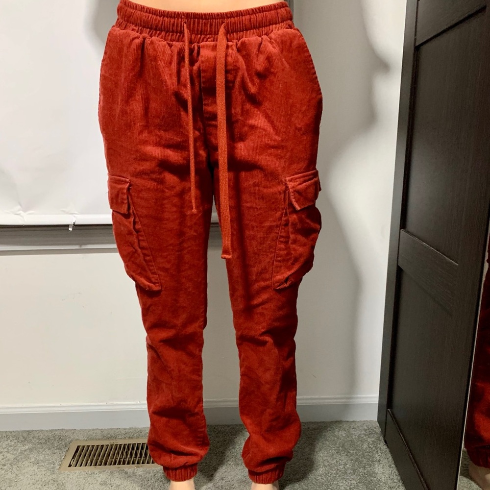 burnt orange corduroy joggers